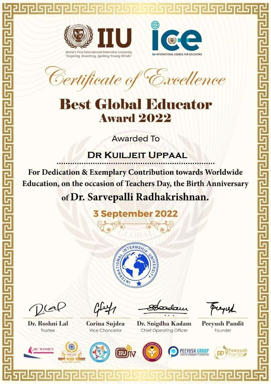 Best Global Educator Award 2022