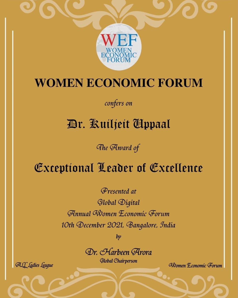 WEF Exceptional Leader of Excellence Award